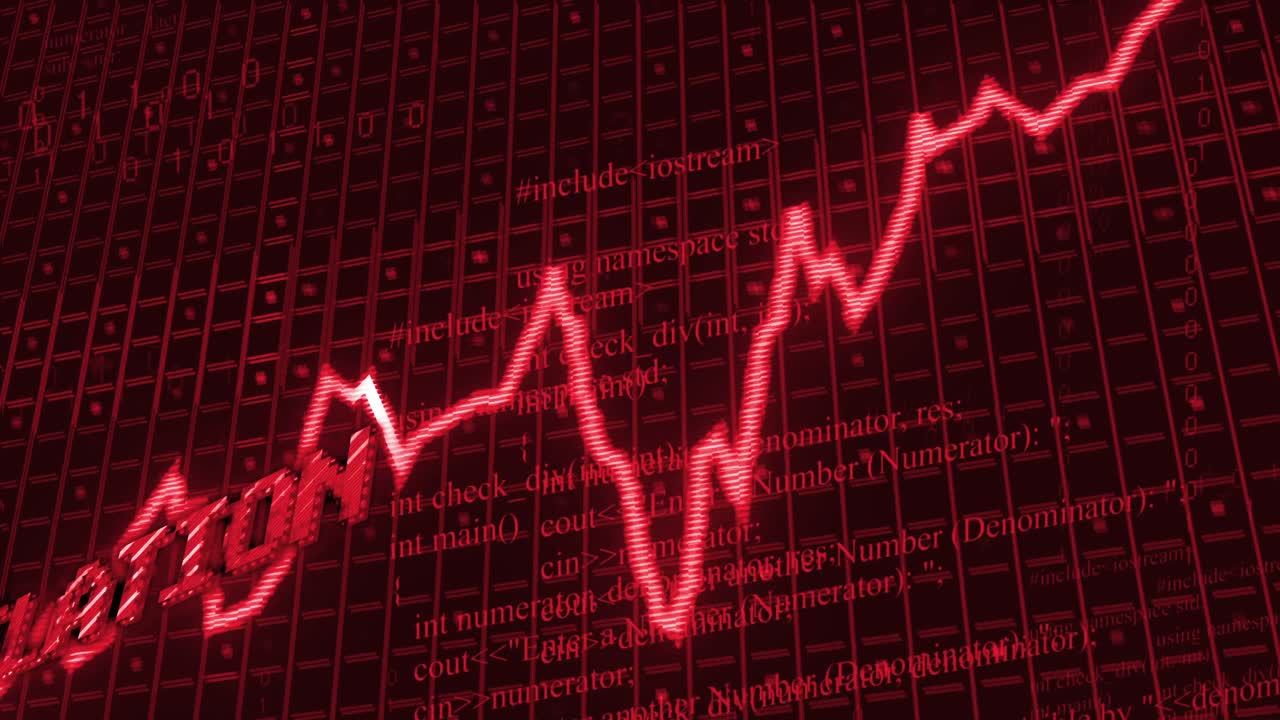 Animation of stagflation text over data processing