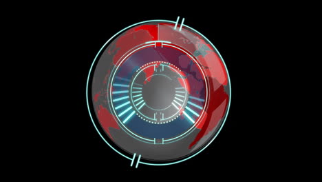 animation of scope scanning over globe on black background