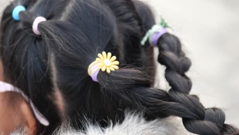 child's braided hair with accessories