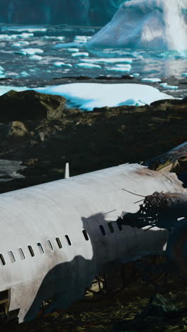 viejo avión roto en la playa de islandia