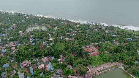 drone view of varkala janardhana swamy temple and papanasham beach, thiruvananthapuram, kerala, india