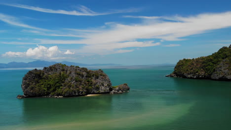 Small-mountainous-islands-near-Langkawi-Island,-Malaysia