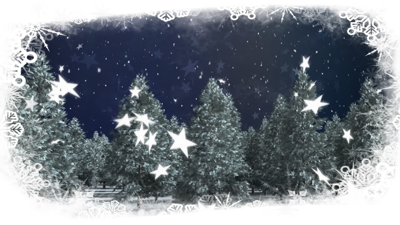 파란색 바탕에 눈이 내리고 있습니다.