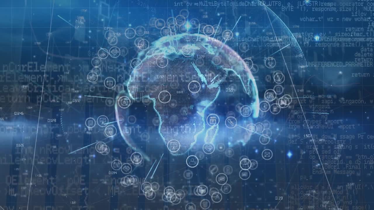 어두운 배경에서 데이터 처리의 애니메이션