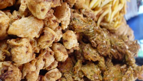 close-up of assorted fried street food
