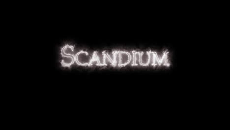 scandium, chemical element, written with fire. loop