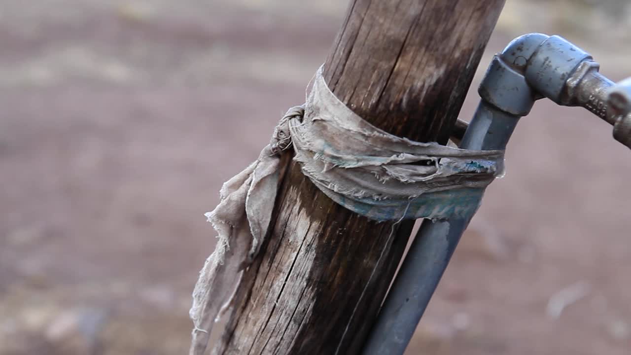 물 한 컵을 받는 주민