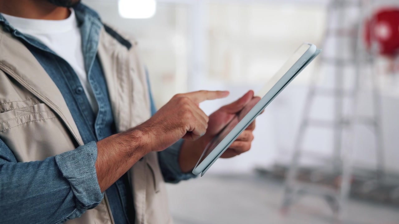 Construction Worker Using Digital Tablet on Site