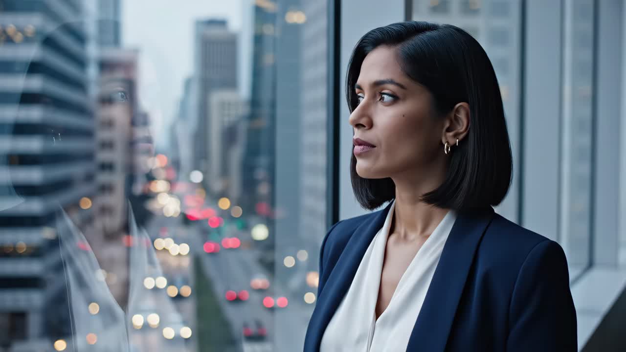 Professional Businesswoman Gazing at City View
