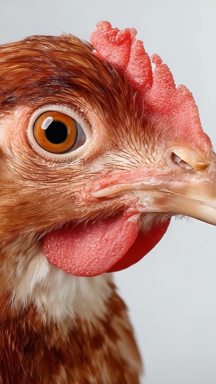 Retrato de Primer Plano de un Pollo con Detalles Intrincados de Plumas y Ojo Expresivo, Capturando la Esencia de la Belleza y Características Aviares