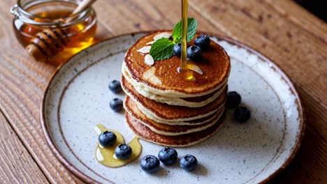honey and blueberry pancakes
