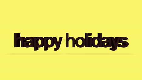 Festive-3d-text-Happy-Holidays-in-red-and-black-on-yellow-background