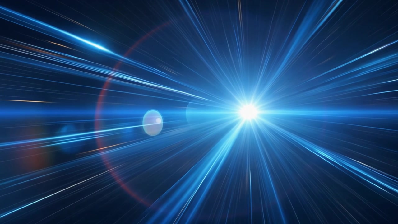 Abstract Blue Light Streaks Representing Hyperspace Travel