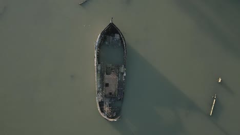 old wreck vessel over blackwater estuary in maldon, essex uk