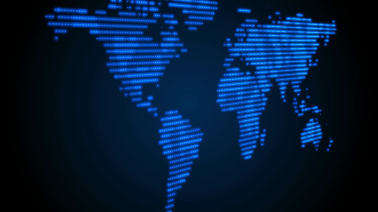 mapa del mundo azul cuadrado fondo de animación parpadeante