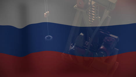 animation of flag of russia over oil pump