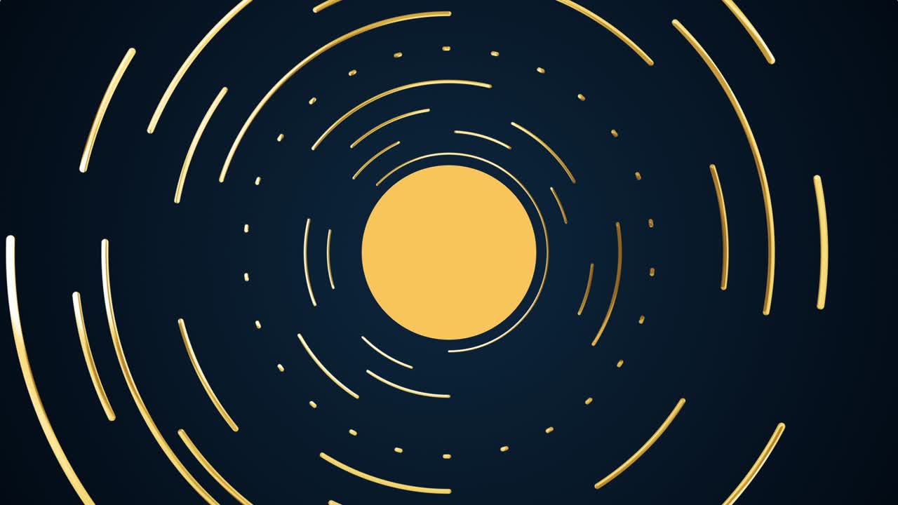 원활한 루프 태양 황금선 추상적인 배경, 추상적인 미니멀한 기하학적 선, 파동 운동 배경