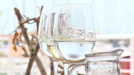 water being poured into glasses