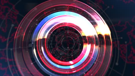 sala de noticias con líneas abstractas y elementos hud