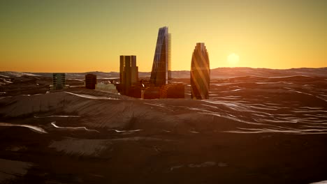 city skyscrapes in desert