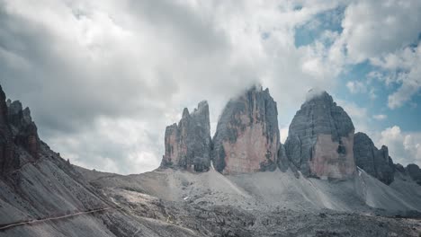 timelapse de 180 grados del drei zinnen, italia