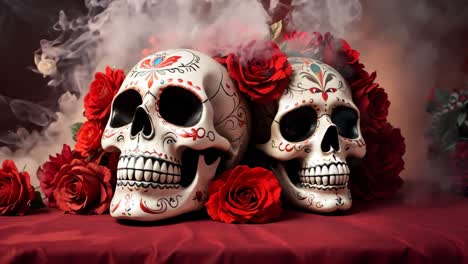 calaveras de azúcar con rosas