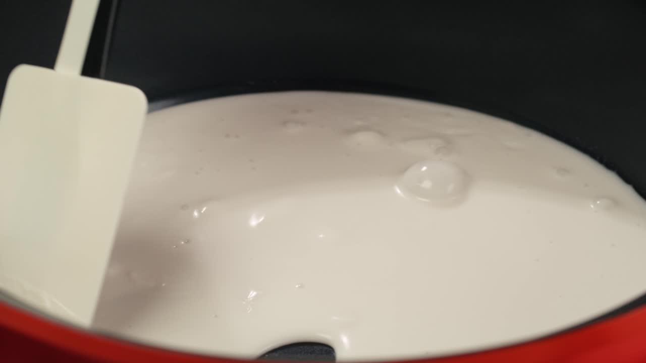 Cooking sauce in a pot