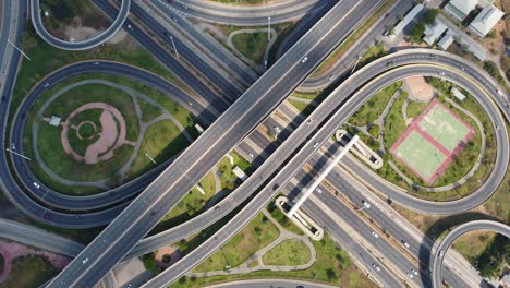 aerial view, top view of highway traffic bangkok thailand