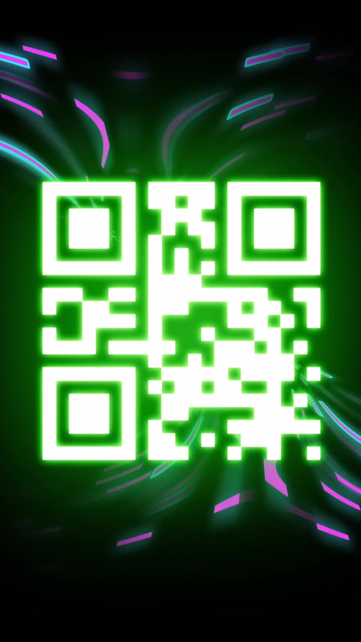 Animation of qr code and data processing over light trails