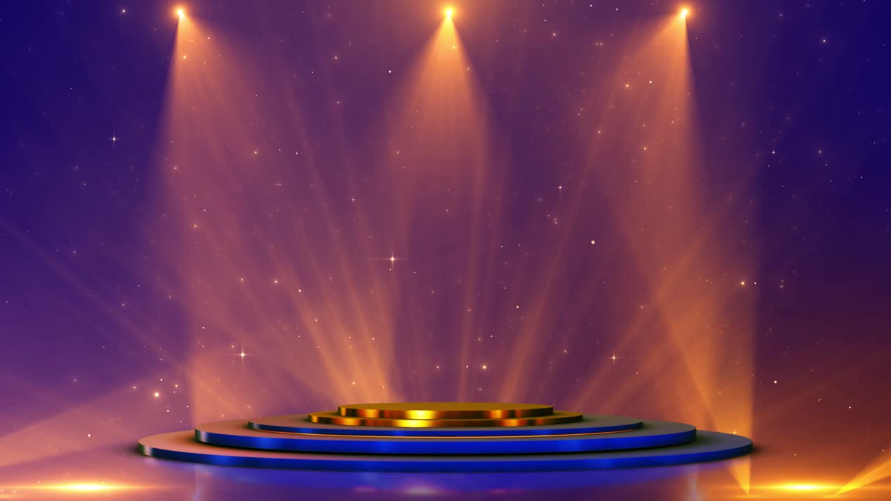 Stage golden awards spotlights particle background design stage glitter ceremony animation stars