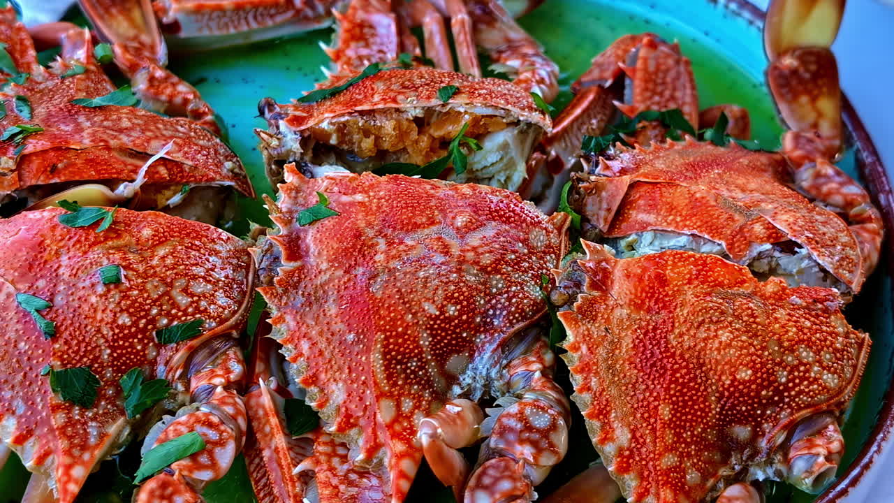 Delicious Cooked Crabs with Parsley