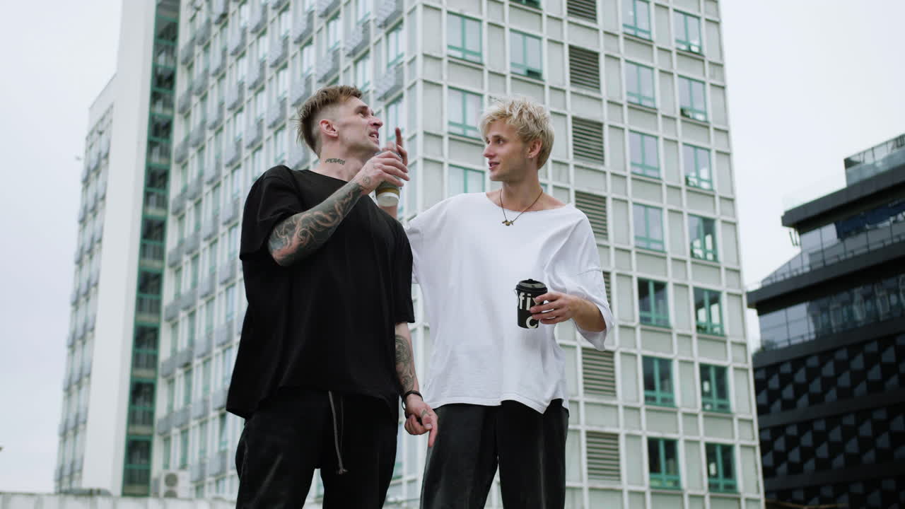 People standing on top of a building