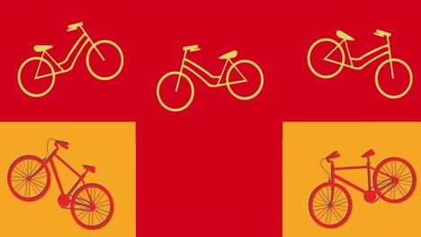 animation of bicycle icons on red and yellow background