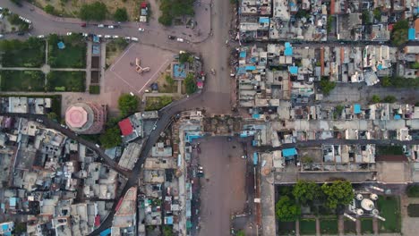 breathtaking aerial shot of jama masjid and chota imambada in lucknow, surrounded by the vibrant city.