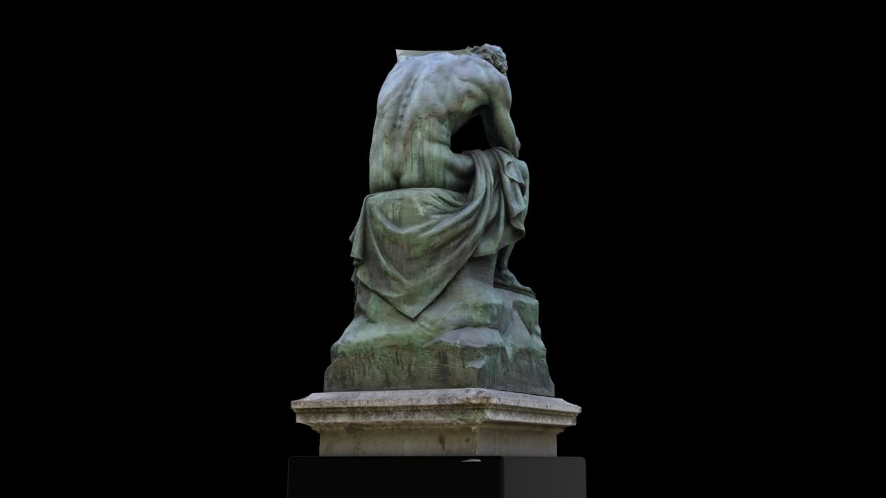 데모크리투스는 영혼의 자리에 대해 명상하고 있습니다. 회전 루프입니다.