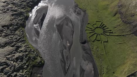 aerial drone view of the landscape of iceland