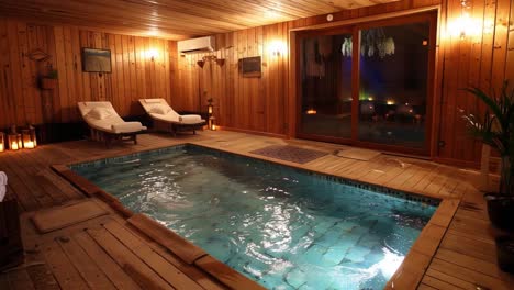 indoor pool and relaxation area