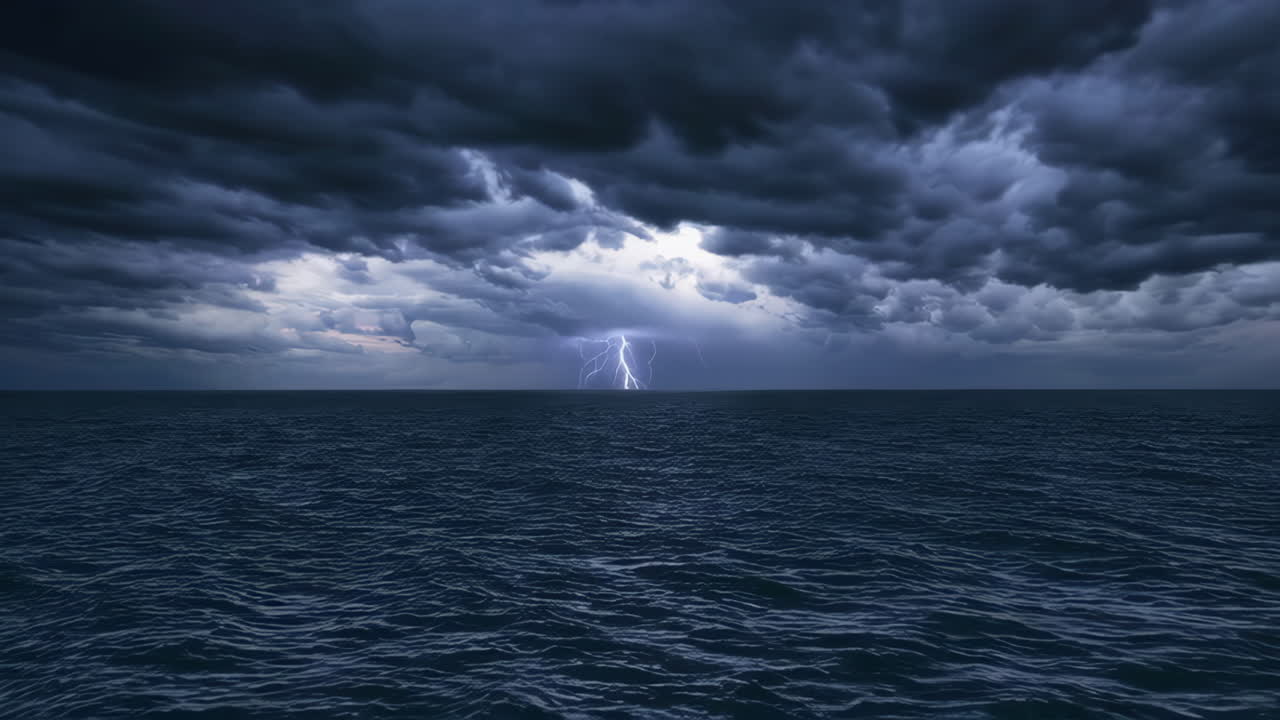 Stormy Sea with Lightning
