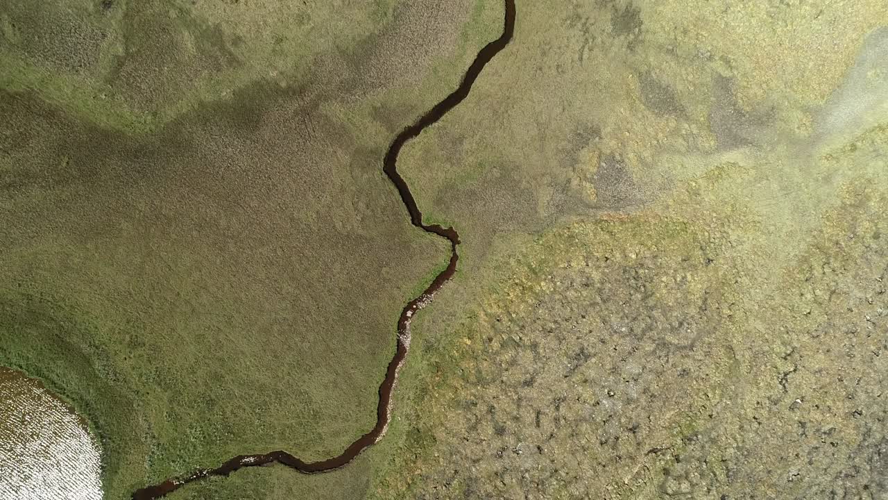 descendiendo en un río que pasa a través de un paisaje de sabana verde