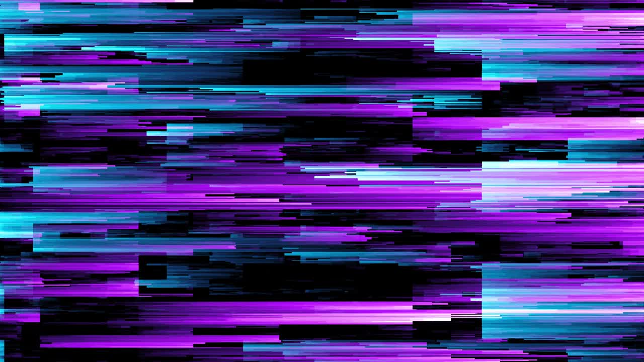 animación de bucle sin costuras abstracta del efecto de glitch del patrón de clasificación de píxeles. uso en videos musicales, transiciones, transmisión, luz ultravioleta fluorescente, líneas de neón láser. espectro rosa azul