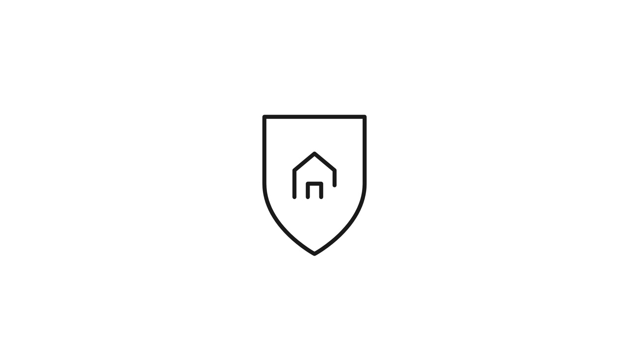 Animated Line Art Icon of a Smart Home Security Shield