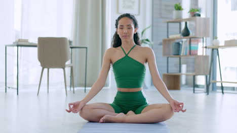 Black-woman,-yoga-and-meditation-on-mat