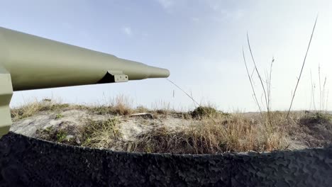 down the barrel of a howitzer cannon at fort macon near beaufort nc, north carolina