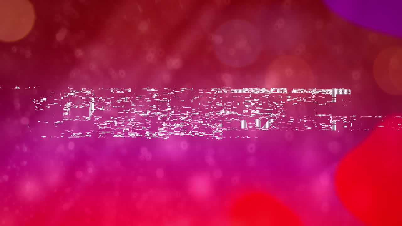 분홍색과 보라색 배경에 다채로운 불빛 위에 달한 텍스트의 애니메이션