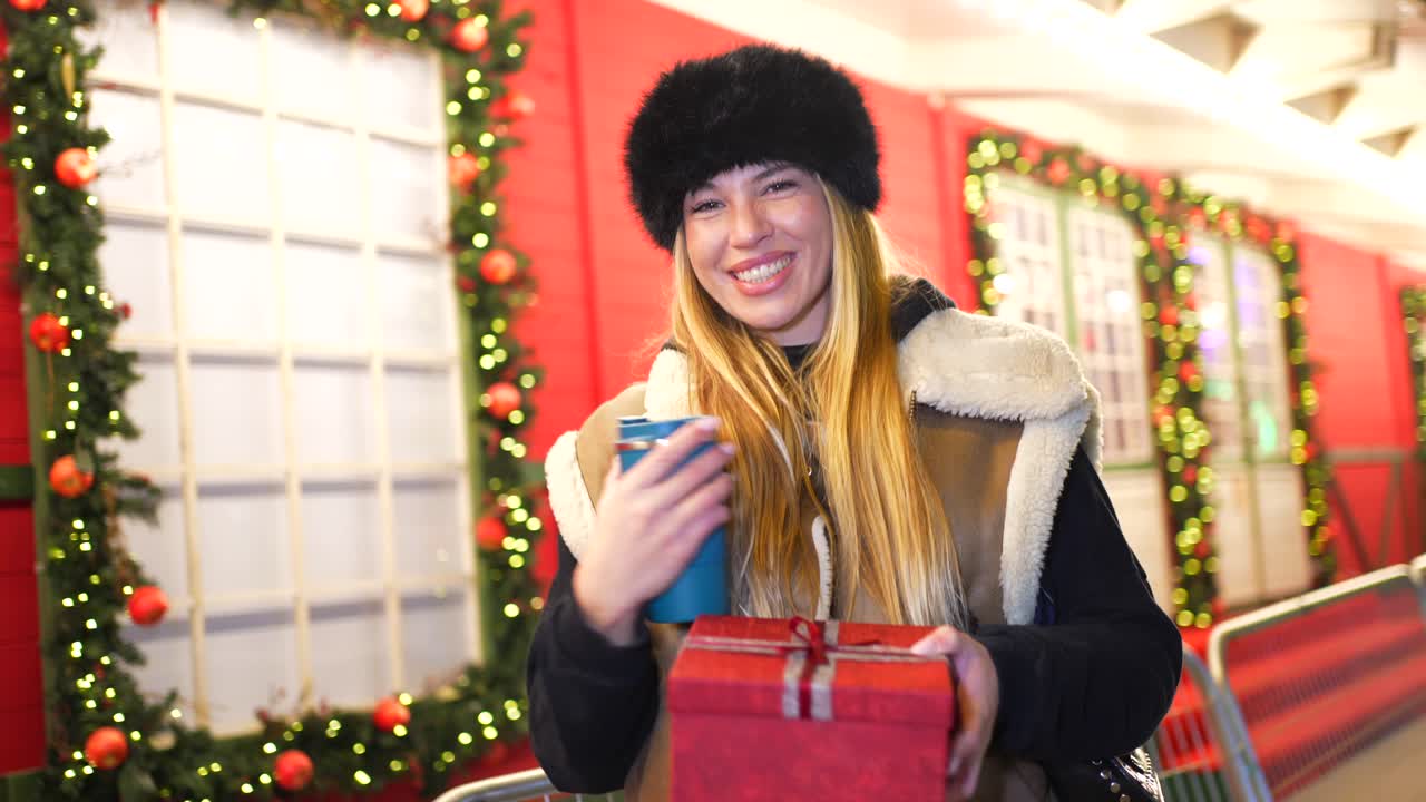 Festive Woman with Gift