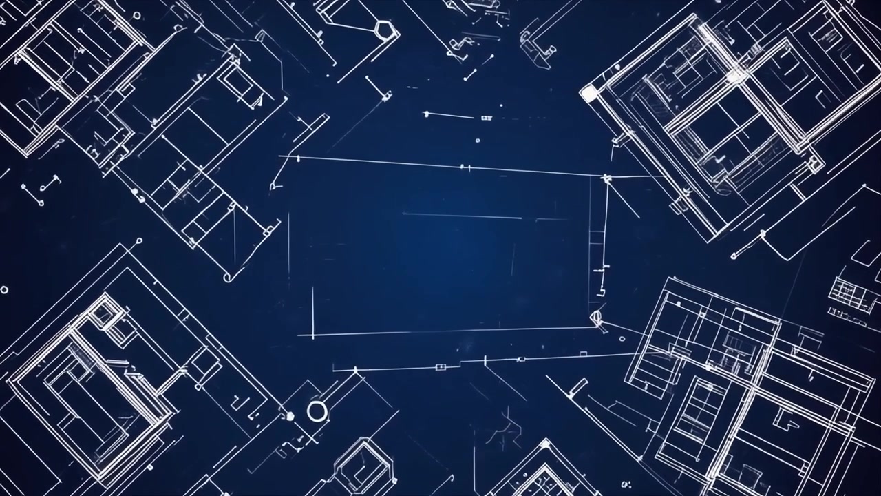 Architectural Blueprints Appearing on Dark Blue Background