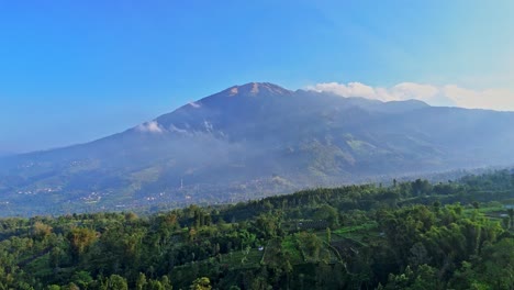 the rural landscape of central java with the dormant stratovolcano merbabu in the background.
