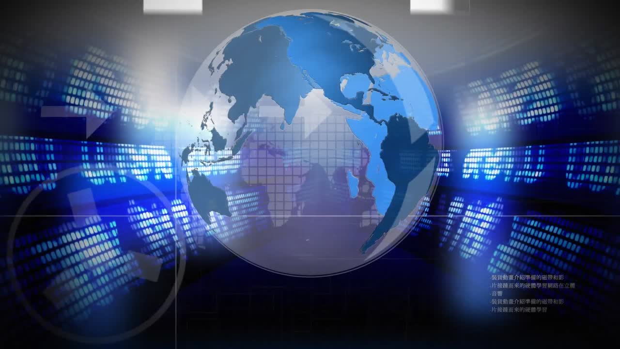 회전하는 지구 앞에 떠다니는 화살표