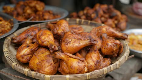 roasted chicken at a street food market
