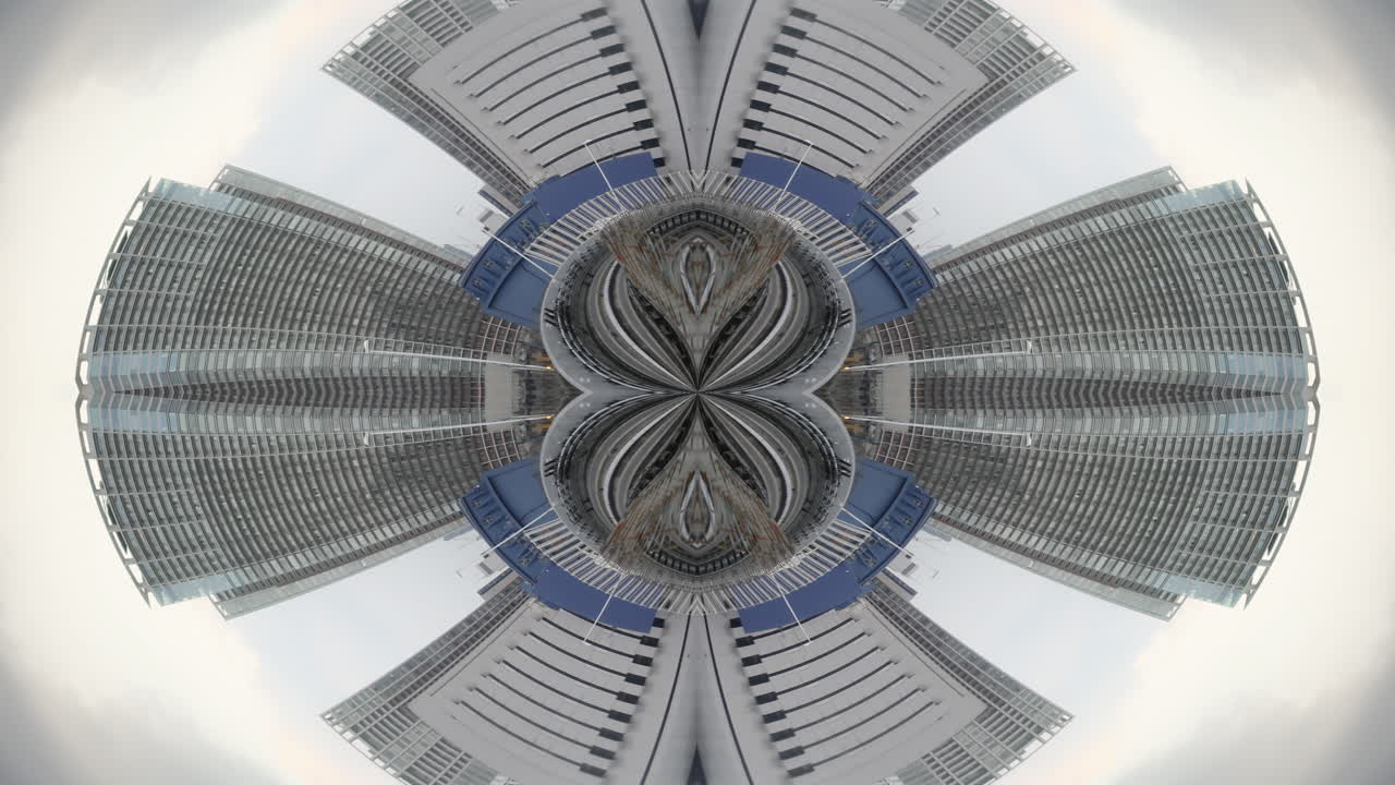 timelapse of tokyo city scene and skyline made into abstract fisheye tiny planet